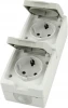 49737 Розетка двойная с заземлением и защитной крышкой (белый,серый) Stekker Велена 49737