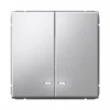 GAL000353 Выключатель двухклавишный с подсветкой (алюминий) Systeme Electric GAL000353