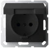 G5505PB Розетка с защитной крышкой и шторками (черный матовый) Jasmart G-Classic G5505PB