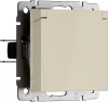 W1171203 Розетка с заземлением с защит. крышкой и шторками (слоновая кость) Werkel W1171203 (a069595)