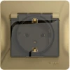 GSL000446 Розетка встраиваемая с заземлением, шторками и крышкой (титан) Systeme Electric Glossa GSL000446