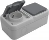 DIP28840 Розетка 2-я с защитной крышкой, 2К+З, накладная, цвет серый IP55 Donel W55 DIP28840