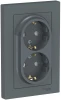 ATN000726 Розетка встраиваемая двойная с заземлением (грифель) Systeme Electric AtlasDesign ATN000726