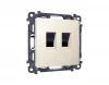 MA332110 Комплект механизма двойной Ethernet RJ-45 розетки с автоматической защитной шторкой встраиваемый (бежевый матовый) Ambrella Volt QUANT MA332110