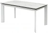 DECDF501THGSTATWHT160 Обеденный стол M-City CREMONA 160 HIGH GLOSS STATUARIO Белый мрамор глянцевый, керамика/ белый каркас