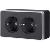 W5072134 Розетка двойная с заземлением Gallant Werkel W5072134 (черный с серебром)