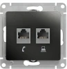 GSL000785 Розетка встраиваемая телефонная RJ-11 + Ethernet RJ-45 (антрацит) Systeme Electric Glossa GSL000785