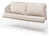 MIL-S-2-001 W Mua beige(beige035) "Милан" диван 2-местный плетеный из роупа, каркас алюминий белый муар, роуп бежевый круглый, ткань бежевая 035 4SIS арт.УТ-00006136