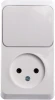 BPA16-204B Розетка накладная без заземления с одноклавишным выключателем (белый) Systeme Electric BPA16-204B