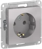 ATN000343 Розетка встраиваемая с заземлением (алюминий) Systeme Electric AtlasDesign ATN000343