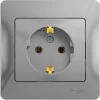 GSL000342 Розетка встраиваемая с заземлением (алюминий) Systeme Electric Glossa GSL000342
