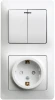GSL000175 Розетка встраиваемая с заземлением с двухклавишным выключателем с подсветкой (белый) Systeme Electric GSL000175