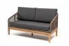 KAN-S-2-TR001 brown Диван 2-местный плетеный из роупа, основание дуб, роуп коричневый, ткань серая 4SIS Канны KAN-S-2-TR001 brown