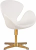 69A-LMO SWAN, цвет сиденья белый (P23), цвет основания золото Кресло дизайнерское DOBRIN SWAN (белый кожзам P23, золотое основание)