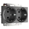 W1172004 Розетка двойная с заземлением (графит рифленый) Werkel W1172004 (a050745)