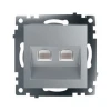 50005 Розетка Ethernet RJ-45 двойная (серебро) Stekker Катрин 50005