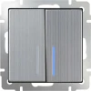 WL02-SW-2G-2W-LED Выключатель встраиваемый двухклавишный проходной с подсветкой Werkel, глянцевый никель