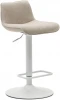 166653 Барный стул Zenda из бежевой синели и матовой белой стали 81-102 см La Forma (ex Julia Grup) арт.166653