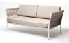 KAS-S-2-001 W Mua beige(beige15052) "Касабланка" диван 2-местный плетеный из роупа, каркас алюминий белый муар, роуп бежевый 20мм, ткань бежевая 15052 4SIS арт.УТ-00009934