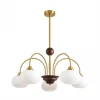 8323/5C Потолочная люстра на штанге Lumion Larina 8323/5C латунь/белый, металл/стекло/дерево E27 5*60W 220V