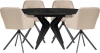 599446 Обеденная группа Notta Пирута черный мрамор / черный / бежевый (Стекло, Велюр) арт.599446