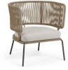 115641 Кресло из ротанга La Forma (ex Julia Grup) Nadin (Бежевый/ Веревка,Пена,Сталь)