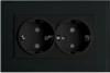 39482 Розетка двойная с заземлением и шторками (черный) Stekker Эрна 39482