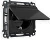 MA808010 Комплект механизма Ambrella Volt электрической розетки ALFA MA808010 Черный матовый с заземлением с шторками и защитной крышкой 2P+E 16A-250V IP44 QUANT