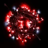 LL75BLW-1-2R Гирлянда Нить 10м Красная с Мерцанием Белого Диода 220В, 75 LED, Провод Черный Каучук, IP65