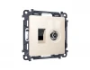 MA312510 Комплект механизма ТВ-розетки оконечной и Ethernet RJ-45 розетки с автоматической защитной шторкой встраиваемый (бежевый глянец) Ambrella Volt QUANT MA312510
