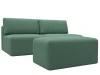 129678 Диван прямой модульный с пуфом Лига-060 НПБ (ЛДСП,Брус,Фанера/Пластик/Рогожка/Зеленый) Лига Диванов 129678