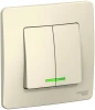 BLNVS006512 Выключатель встраиваемый двухклавишный с подсветкой (молочный) Systeme Electric Blanca BLNVS006512