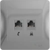 GSL000385 Розетка встраиваемая телефонная RJ-11 + Ethernet RJ-45 (алюминий) Systeme Electric Glossa GSL000385