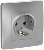 BLNRS001013 Розетка встраиваемая с заземлением (алюминий) Systeme Electric Blanca BLNRS001013