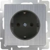 WL02-SKGS-01-IP44 Розетка встраиваемая с заземлением, шторками и крышкой Werkel, глянцевый никель