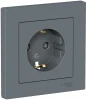 ATN000744 Розетка встраиваемая с заземлением и шторками (грифель) Systeme Electric AtlasDesign ATN000744