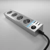 W6514945 Розеточный блок 4-х местный + 3 USB серебряный/серебряный рифленый W6514945 (a051458)
