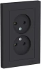 ATN001020 Розетка встраиваемая двойная без заземления (карбон) Systeme Electric AtlasDesign ATN001020