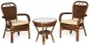 13337 Комплект террасный ANDREA (стол кофейный со стеклом + 2 кресла + подушки) TCH White (белый) (ротанг)