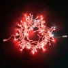 PST100BLW-10-2R Гирлянда Нить 10м Красная с Мерцанием Белого Диода 220В, 100 LED, Провод Прозрачный ПВХ, IP54