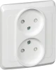PC16-006B Розетка встраиваемая двойная без заземления со шторками (белый) Systeme Electric Этюд PC16-006B