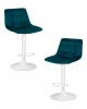 SET-2 5017_WhiteBase-LM TAILOR WHITE Набор 2 шт Стул барный DOBRIN TAILOR WHITE (морской волны велюр (MJ9-99))