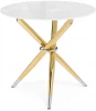 15550 Стеклянный стол Woodville Rock 80х75 white / gold 15550