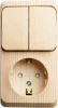 BPA16-202D Розетка накладная с заземлением с двухклавишным выключателем (сосна) Systeme Electric BPA16-202D
