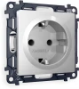 MA407010 Комплект механизма Ambrella Volt электрической розетки ALFA MA407010 Серебро с заземлением и шторками 2P+E 16A-250V QUANT