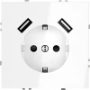 VLS040401 Розетка с заземлением, шторками и USBх2 (белый глянцевый) Voltum S70 VLS040401