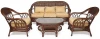 9451 КОМПЛЕКТ для отдыха "MICHELLE" (стол со стеклом+ диван + 2 кресла подушки) Pecan Washed (античн. орех), Ткань рубчик, цвет кремовый Tetchair MICHELLE 9451