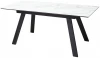 480M04464 Стол Морис 140 БЕЛЫЙ МРАМОР САТИНАТ, стекло / черный
