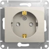 GSL000945 Розетка встраиваемая с заземлением и шторками (молочный) Systeme Electric Glossa GSL000945