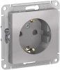 ATN000345 Розетка встраиваемая с заземлением (алюминий) Systeme Electric AtlasDesign ATN000345